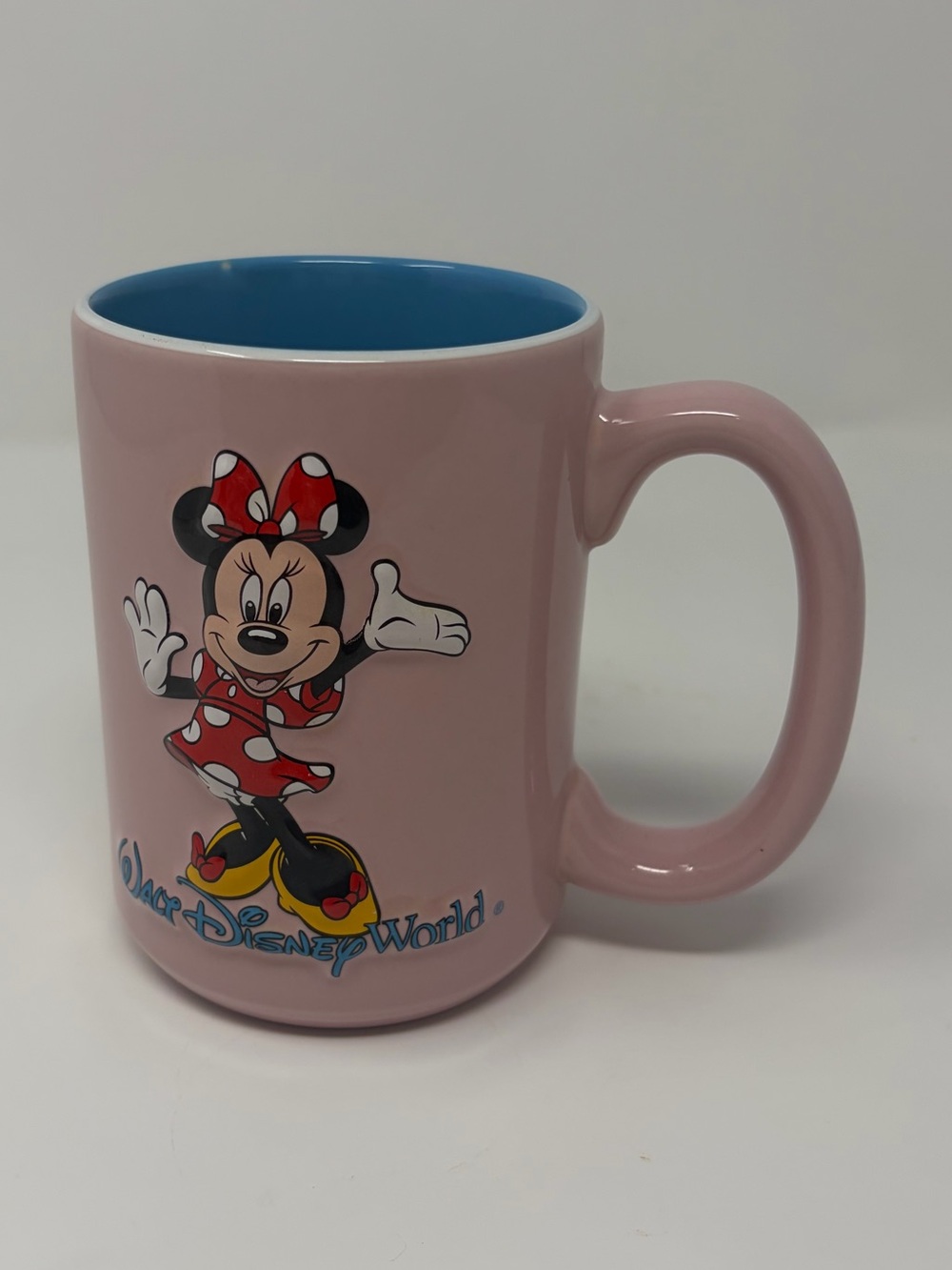 Walt Disney World Minnie Mouse Ceramic Mug Pink Blue Large Coffee Cup